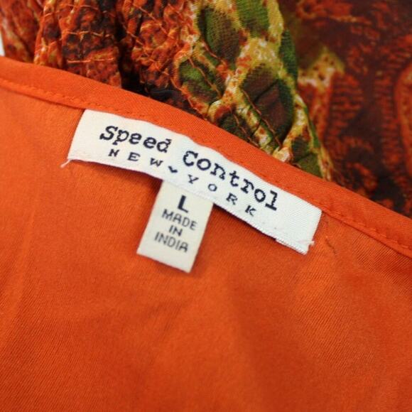 Speed Control Dress Layered Boho Fairy Empire Waist Babydoll Orange L - Picture 4 of 4